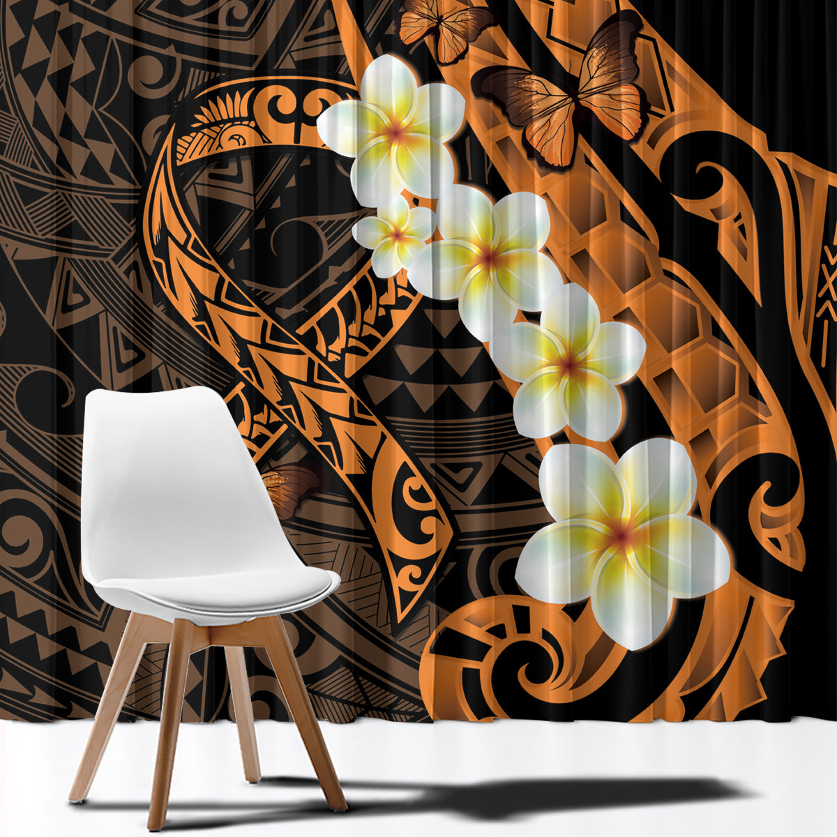 Liver Cancer Awareness Month Window Curtain Awareness Is Key Orange Polynesian Ribbon LT14 - Polynesian Pride