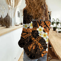 Liver Cancer Awareness Month Women Casual Shirt Awareness Is Key Orange Polynesian Ribbon LT14 - Polynesian Pride