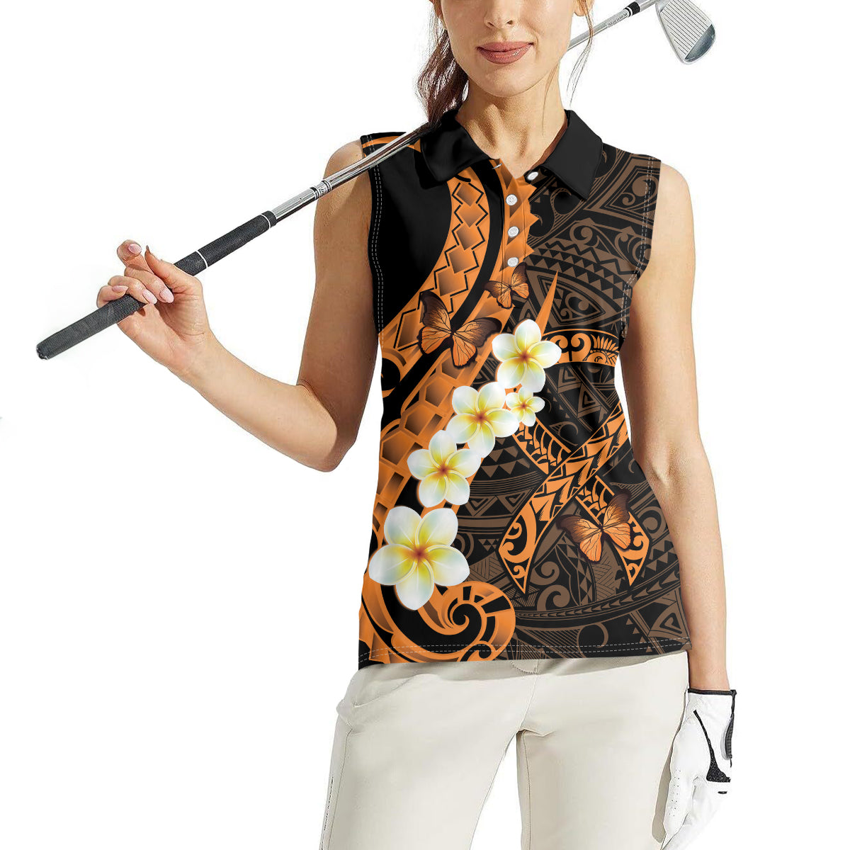 Liver Cancer Awareness Month Women Sleeveless Polo Shirt Awareness Is Key Orange Polynesian Ribbon LT14 - Polynesian Pride