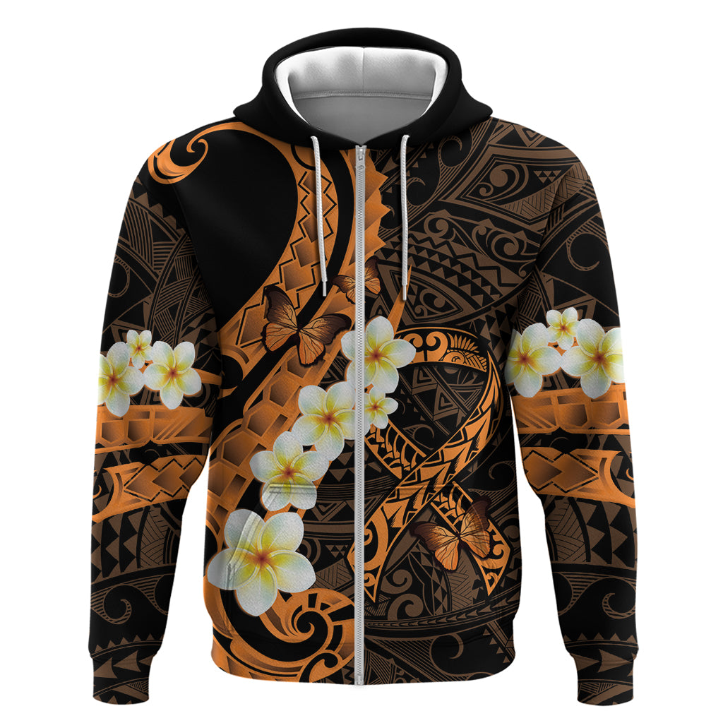 Liver Cancer Awareness Month Zip Hoodie Awareness Is Key Orange Polynesian Ribbon LT14 Zip Hoodie Orange - Polynesian Pride
