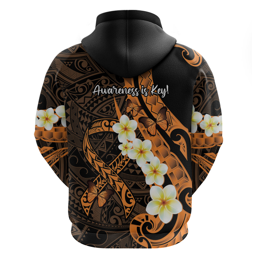 Liver Cancer Awareness Month Zip Hoodie Awareness Is Key Orange Polynesian Ribbon LT14 - Polynesian Pride