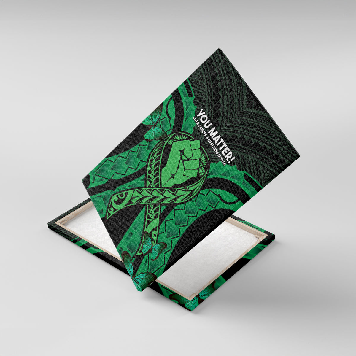 ADHD Awareness Month You Matter Canvas Wall Art Green Polynesian Ribbon