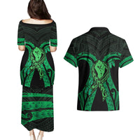 ADHD Awareness Month You Matter Couples Matching Puletasi and Hawaiian Shirt Green Polynesian Ribbon LT14 - Polynesian Pride