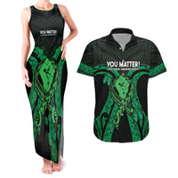 ADHD Awareness Month You Matter Couples Matching Tank Maxi Dress and Hawaiian Shirt Green Polynesian Ribbon LT14 Green - Polynesian Pride