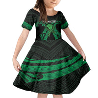 ADHD Awareness Month You Matter Family Matching Long Sleeve Bodycon Dress and Hawaiian Shirt Green Polynesian Ribbon LT14 Daughter's Dress Green - Polynesian Pride