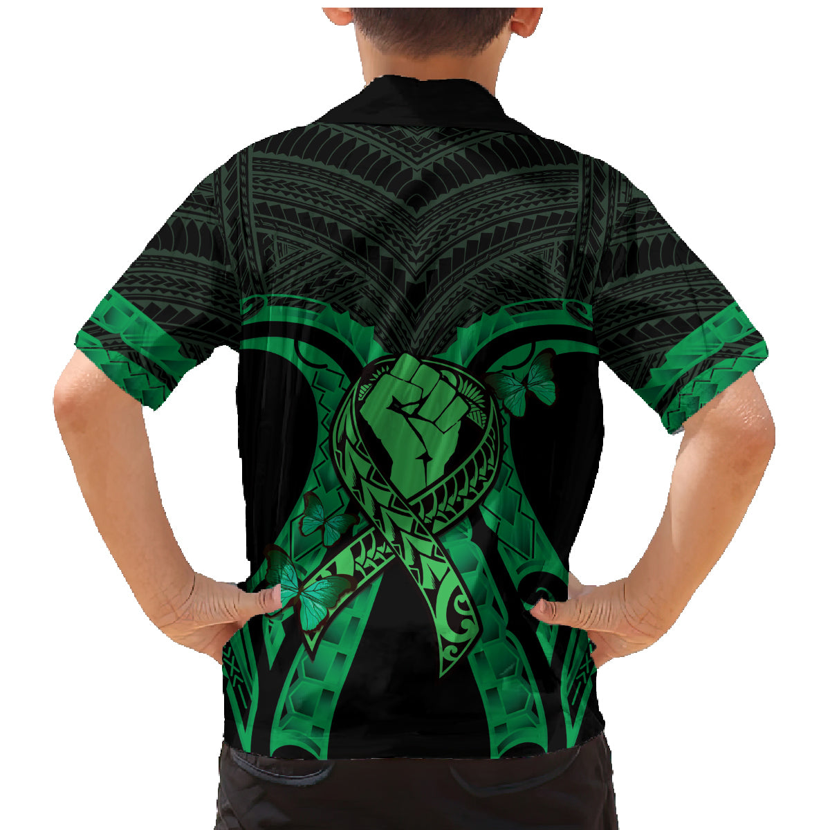 ADHD Awareness Month You Matter Family Matching Mermaid Dress and Hawaiian Shirt Green Polynesian Ribbon LT14 - Polynesian Pride