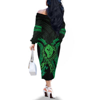 ADHD Awareness Month You Matter Family Matching Off The Shoulder Long Sleeve Dress and Hawaiian Shirt Green Polynesian Ribbon LT14 - Polynesian Pride