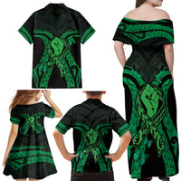 ADHD Awareness Month You Matter Family Matching Off Shoulder Maxi Dress and Hawaiian Shirt Green Polynesian Ribbon LT14 - Polynesian Pride