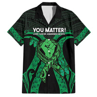 ADHD Awareness Month You Matter Family Matching Off Shoulder Maxi Dress and Hawaiian Shirt Green Polynesian Ribbon LT14 Dad's Shirt - Short Sleeve Green - Polynesian Pride