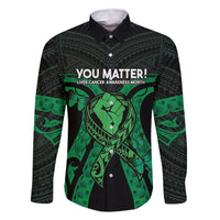 ADHD Awareness Month You Matter Family Matching Off Shoulder Maxi Dress and Hawaiian Shirt Green Polynesian Ribbon LT14 Dad's Shirt - Long Sleeve Green - Polynesian Pride