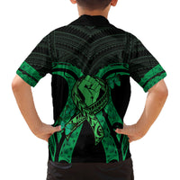 ADHD Awareness Month You Matter Family Matching Off Shoulder Short Dress and Hawaiian Shirt Green Polynesian Ribbon LT14 - Polynesian Pride