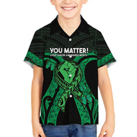 ADHD Awareness Month You Matter Family Matching Summer Maxi Dress and Hawaiian Shirt Green Polynesian Ribbon LT14 Son's Shirt Green - Polynesian Pride