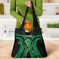 ADHD Awareness Month You Matter Grocery Bag Green Polynesian Ribbon