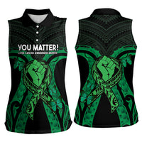 ADHD Awareness Month You Matter Women Sleeveless Polo Shirt Green Polynesian Ribbon LT14 - Polynesian Pride