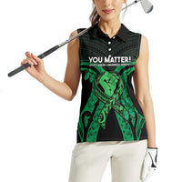 ADHD Awareness Month You Matter Women Sleeveless Polo Shirt Green Polynesian Ribbon LT14 - Polynesian Pride
