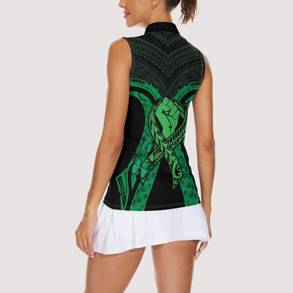 ADHD Awareness Month You Matter Women Sleeveless Polo Shirt Green Polynesian Ribbon LT14 - Polynesian Pride