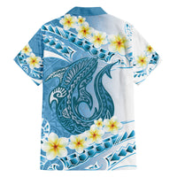 Blue Hawaii Shark Tattoo Family Matching Off Shoulder Maxi Dress and Hawaiian Shirt Frangipani With Polynesian Pastel Version LT14 - Polynesian Pride