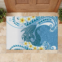 Blue Hawaii Shark Tattoo Rubber Doormat Frangipani With Polynesian Pastel Version LT14 - Polynesian Pride