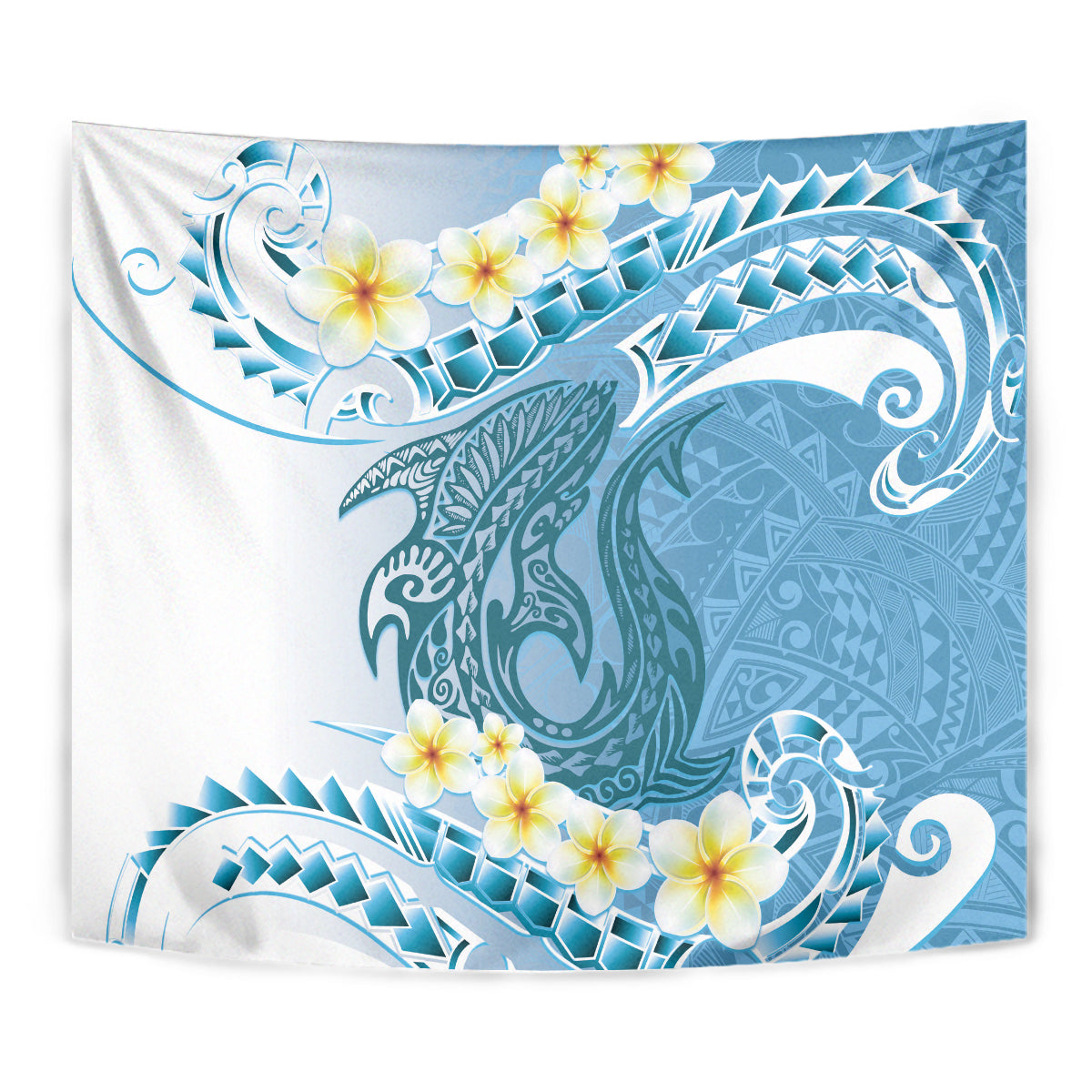 Blue Hawaii Shark Tattoo Tapestry Frangipani With Polynesian Pastel Version LT14 - Polynesian Pride
