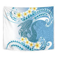 Blue Hawaii Shark Tattoo Tapestry Frangipani With Polynesian Pastel Version LT14 - Polynesian Pride