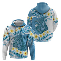 Blue Hawaii Shark Tattoo Zip Hoodie Frangipani With Polynesian Pastel Version