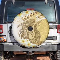 Gold Hawaii Shark Tattoo Spare Tire Cover Frangipani With Polynesian Pastel Version