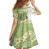 Green Hawaii Shark Tattoo Family Matching Off The Shoulder Long Sleeve Dress and Hawaiian Shirt Frangipani With Polynesian Pastel Version LT14 - Polynesian Pride
