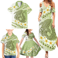 Green Hawaii Shark Tattoo Family Matching Summer Maxi Dress and Hawaiian Shirt Frangipani With Polynesian Pastel Version LT14 - Polynesian Pride