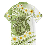 Green Hawaii Shark Tattoo Family Matching Tank Maxi Dress and Hawaiian Shirt Frangipani With Polynesian Pastel Version LT14 - Polynesian Pride