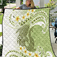 Green Hawaii Shark Tattoo Quilt Frangipani With Polynesian Pastel Version LT14 Green - Polynesian Pride