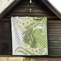 Green Hawaii Shark Tattoo Quilt Frangipani With Polynesian Pastel Version LT14 - Polynesian Pride