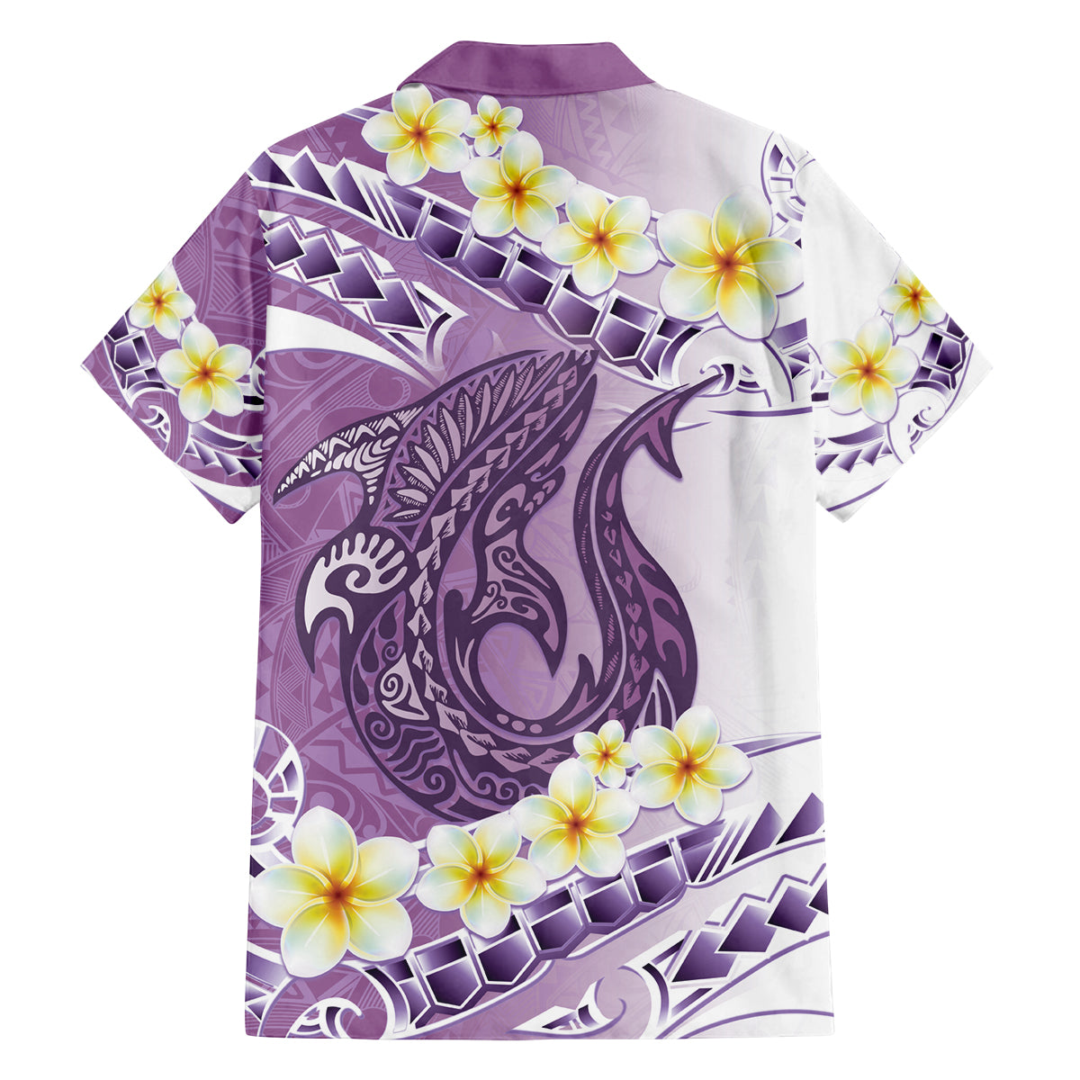 Purple Hawaii Shark Tattoo Family Matching Off Shoulder Short Dress and Hawaiian Shirt Frangipani With Polynesian Pastel Version LT14 - Polynesian Pride