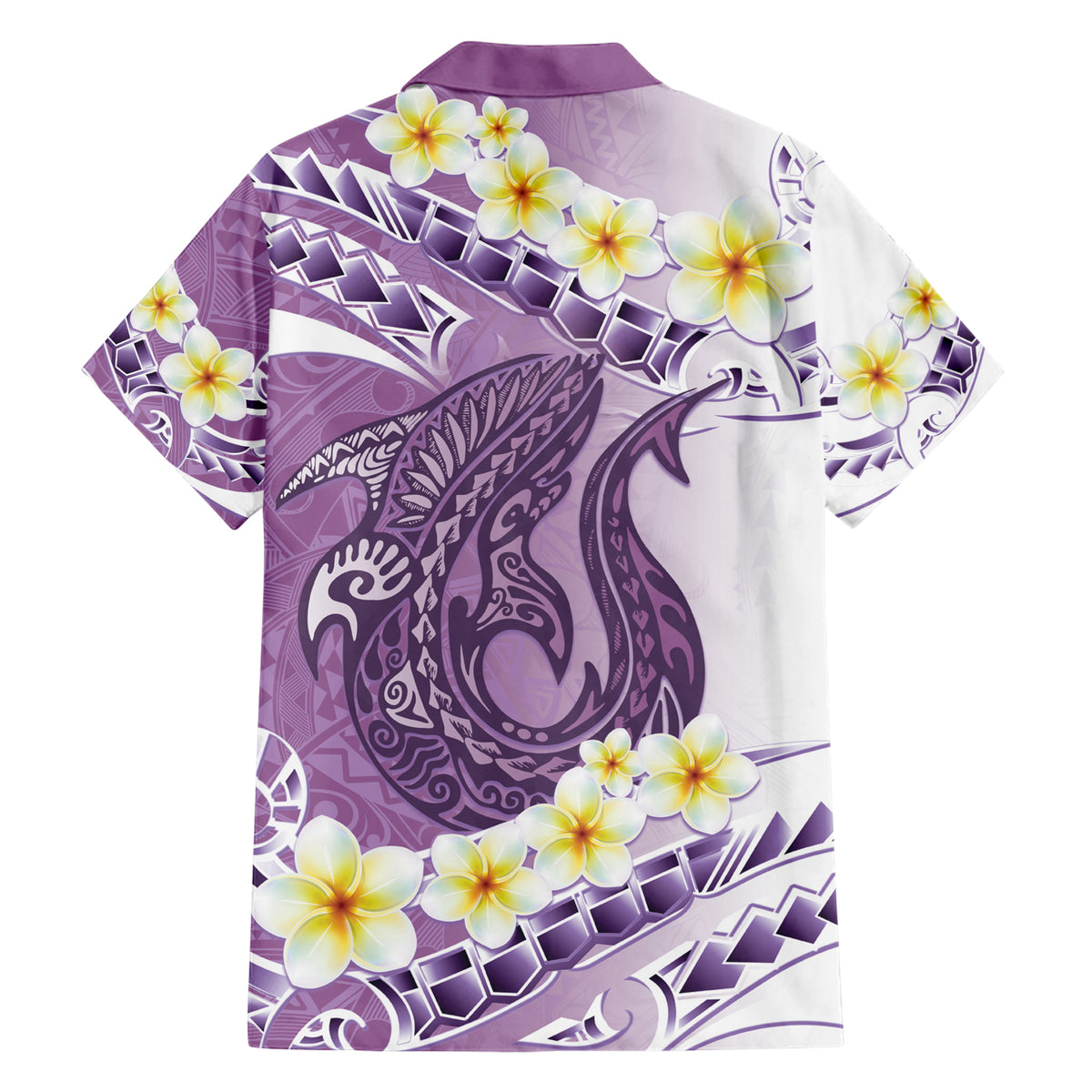 Purple Hawaii Shark Tattoo Family Matching Short Sleeve Bodycon Dress and Hawaiian Shirt Frangipani With Polynesian Pastel Version LT14 - Polynesian Pride
