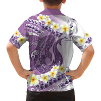 Purple Hawaii Shark Tattoo Family Matching Summer Maxi Dress and Hawaiian Shirt Frangipani With Polynesian Pastel Version LT14 - Polynesian Pride
