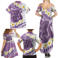 Purple Hawaii Shark Tattoo Family Matching Summer Maxi Dress and Hawaiian Shirt Frangipani With Polynesian Pastel Version LT14 - Polynesian Pride