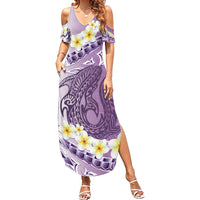 Purple Hawaii Shark Tattoo Family Matching Summer Maxi Dress and Hawaiian Shirt Frangipani With Polynesian Pastel Version LT14 Mom's Dress Purple - Polynesian Pride