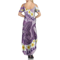 Purple Hawaii Shark Tattoo Family Matching Summer Maxi Dress and Hawaiian Shirt Frangipani With Polynesian Pastel Version LT14 - Polynesian Pride