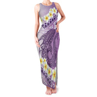 Purple Hawaii Shark Tattoo Family Matching Tank Maxi Dress and Hawaiian Shirt Frangipani With Polynesian Pastel Version LT14 Mom's Dress Purple - Polynesian Pride