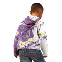 Purple Hawaii Shark Tattoo Kid Hoodie Frangipani With Polynesian Pastel Version LT14 - Polynesian Pride