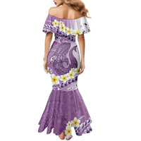 Purple Hawaii Shark Tattoo Mermaid Dress Frangipani With Polynesian Pastel Version LT14 - Polynesian Pride