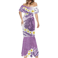 Purple Hawaii Shark Tattoo Mermaid Dress Frangipani With Polynesian Pastel Version LT14 - Polynesian Pride