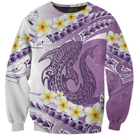 Purple Hawaii Shark Tattoo Sweatshirt Frangipani With Polynesian Pastel Version
