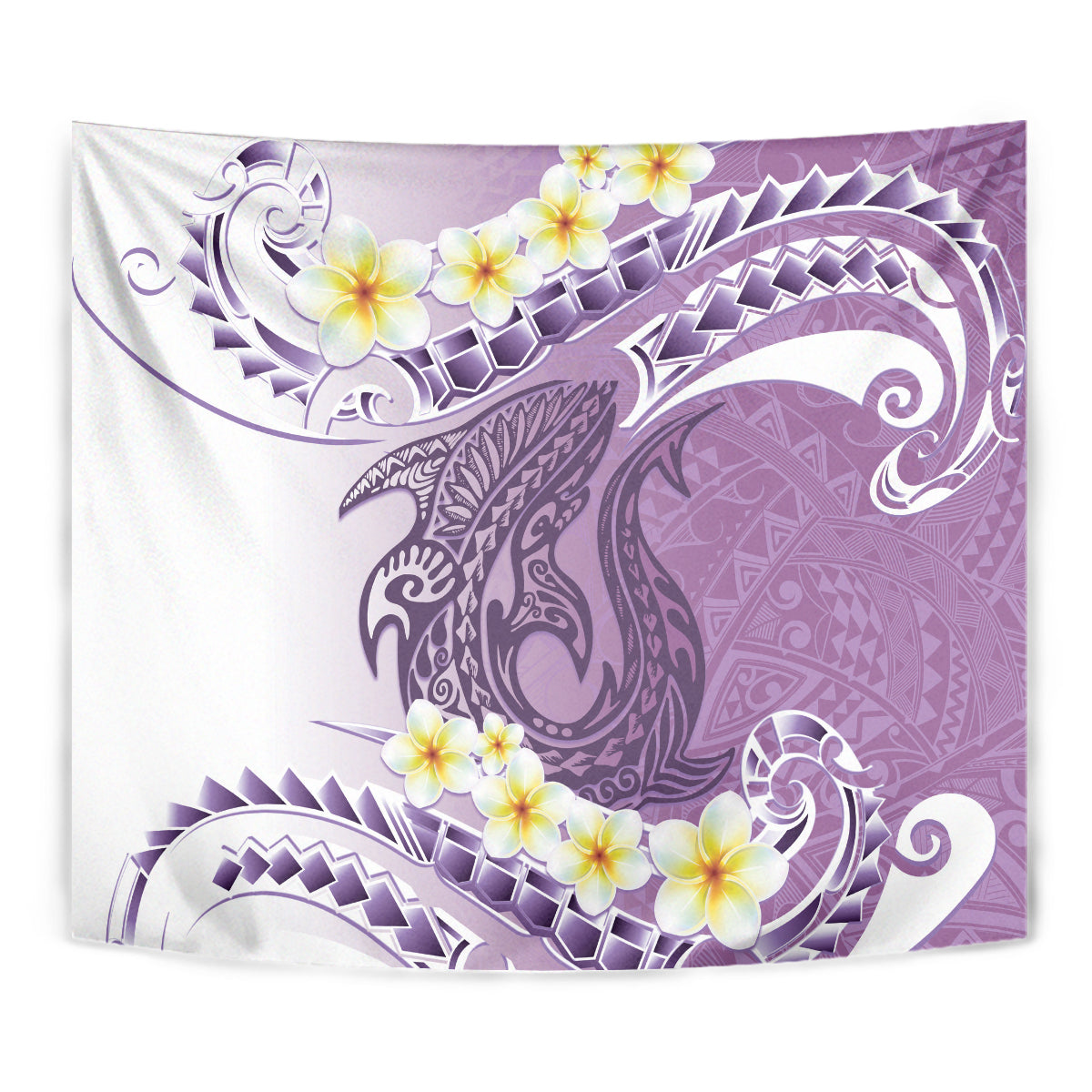Purple Hawaii Shark Tattoo Tapestry Frangipani With Polynesian Pastel Version LT14 - Polynesian Pride
