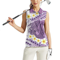 Purple Hawaii Shark Tattoo Women Sleeveless Polo Shirt Frangipani With Polynesian Pastel Version LT14 - Polynesian Pride