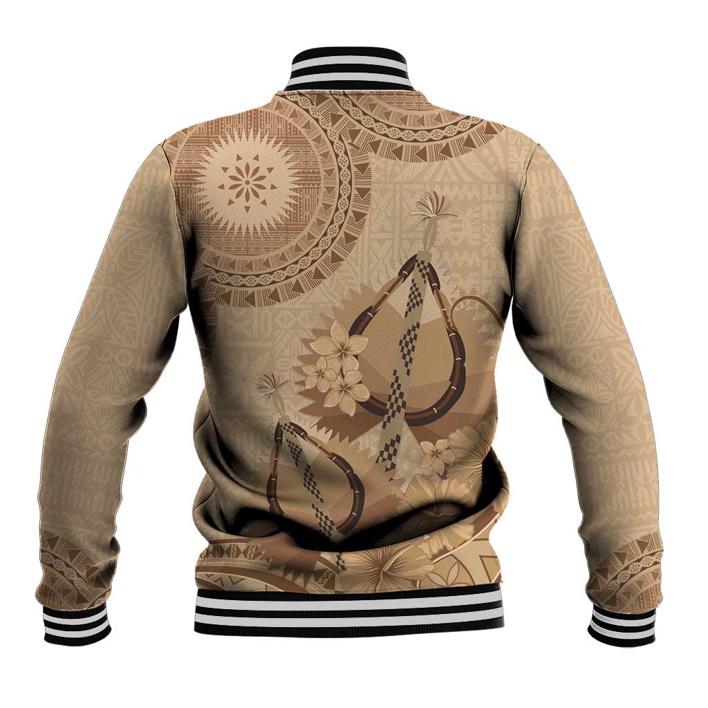 Brown Bula Fiji Baseball Jacket Fijian Dance Fan Tapa Cloth Pattern LT14 - Polynesian Pride