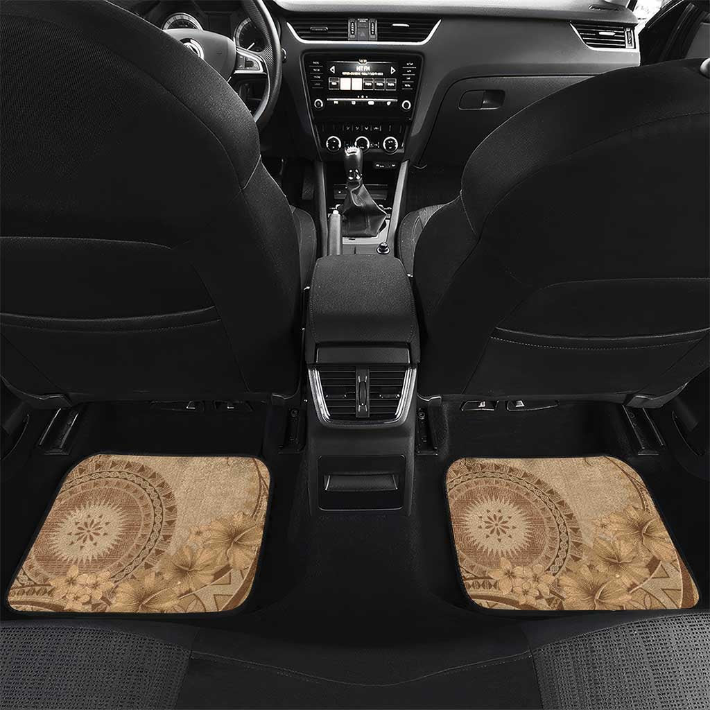 Brown Bula Fiji Car Mats Fijian Dance Fan Tapa Cloth Pattern