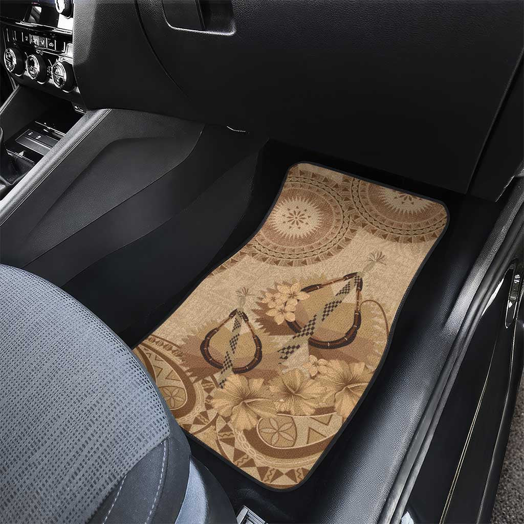 Brown Bula Fiji Car Mats Fijian Dance Fan Tapa Cloth Pattern