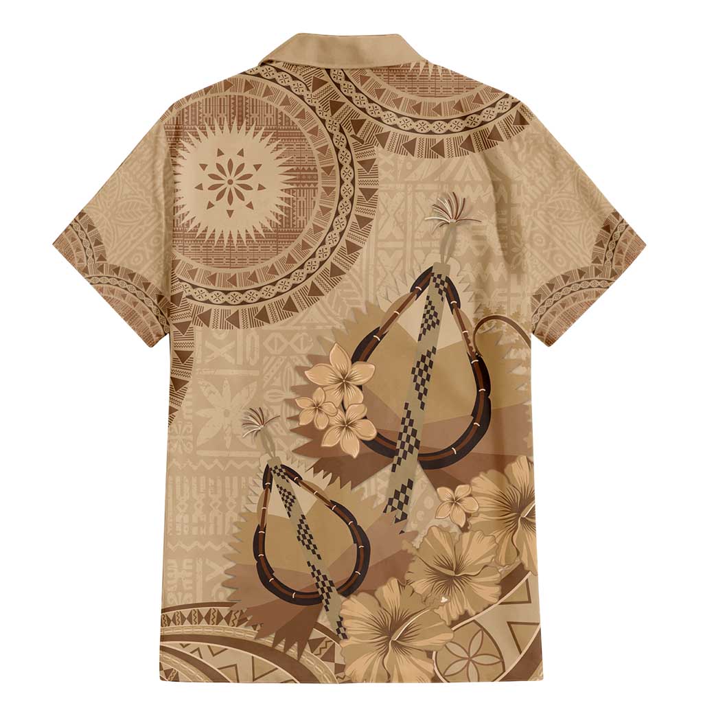 Brown Bula Fiji Family Matching Mermaid Dress and Hawaiian Shirt Fijian Dance Fan Tapa Cloth Pattern LT14 - Polynesian Pride