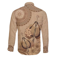 Brown Bula Fiji Family Matching Off Shoulder Short Dress and Hawaiian Shirt Fijian Dance Fan Tapa Cloth Pattern LT14 - Polynesian Pride