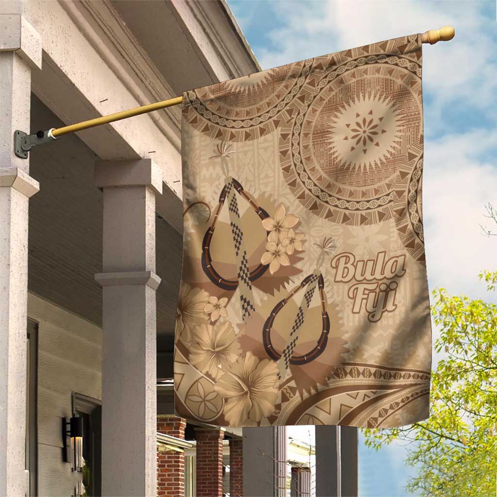 Brown Bula Fiji Garden Flag Fijian Dance Fan Tapa Cloth Pattern